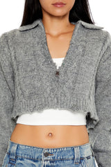 Cable Knit Sharkbite Half-Zip Sweater | Forever 21 Womens