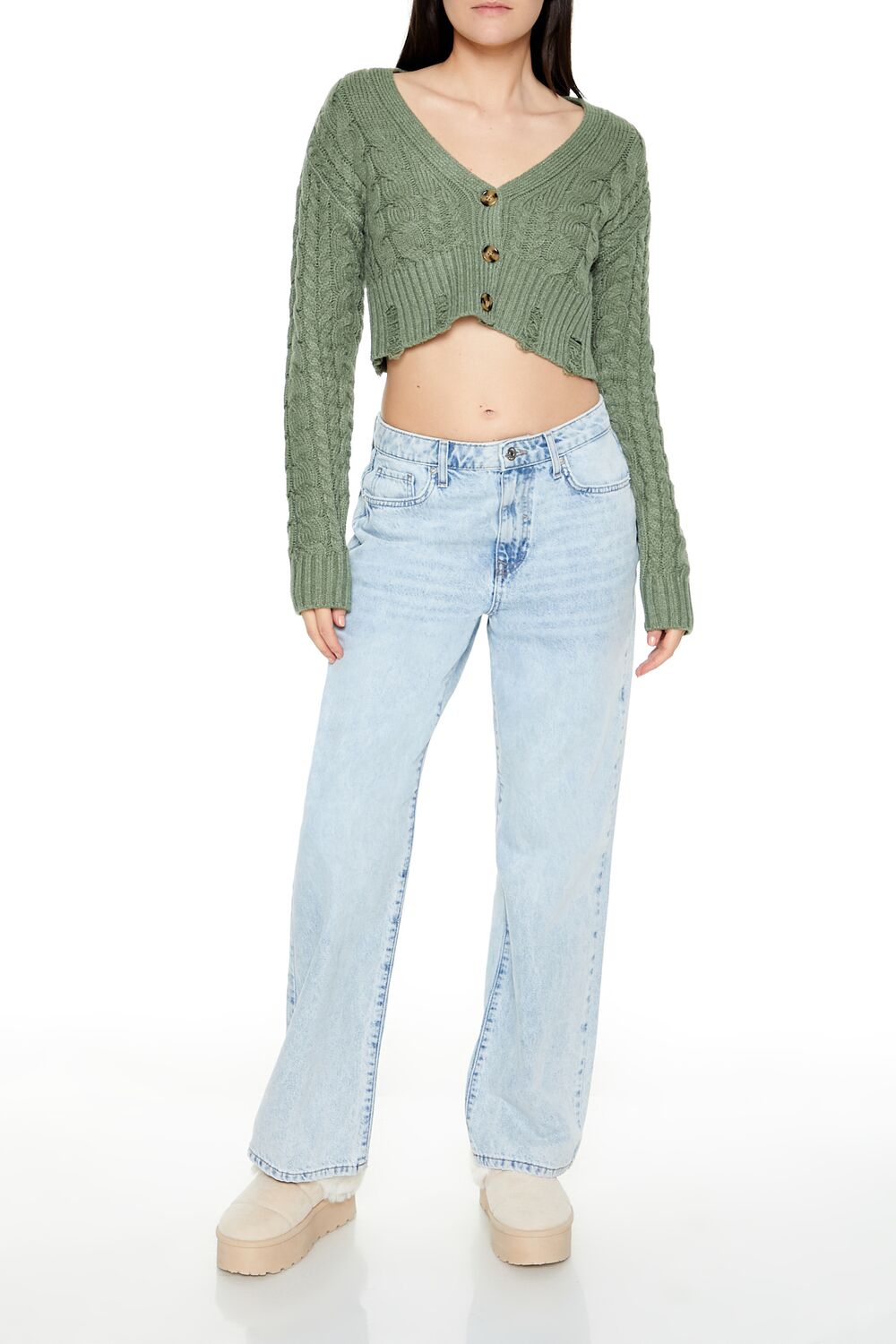 Cable Knit Cropped Cardigan Sweater | Forever 21 Womens