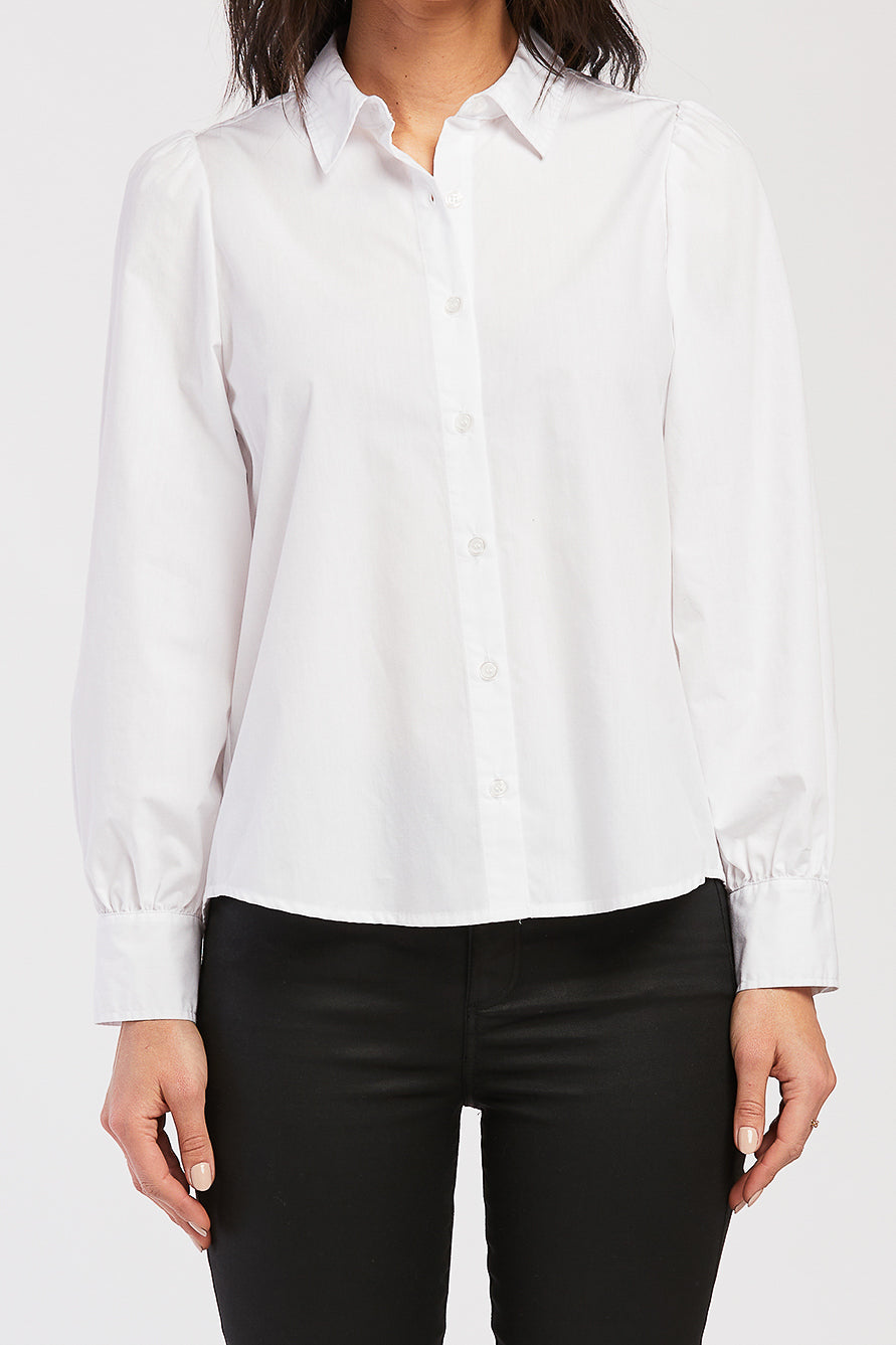 Allora Long Puff Sleeve Button Down Shirt Rounded Hem | Forever 21 Womens