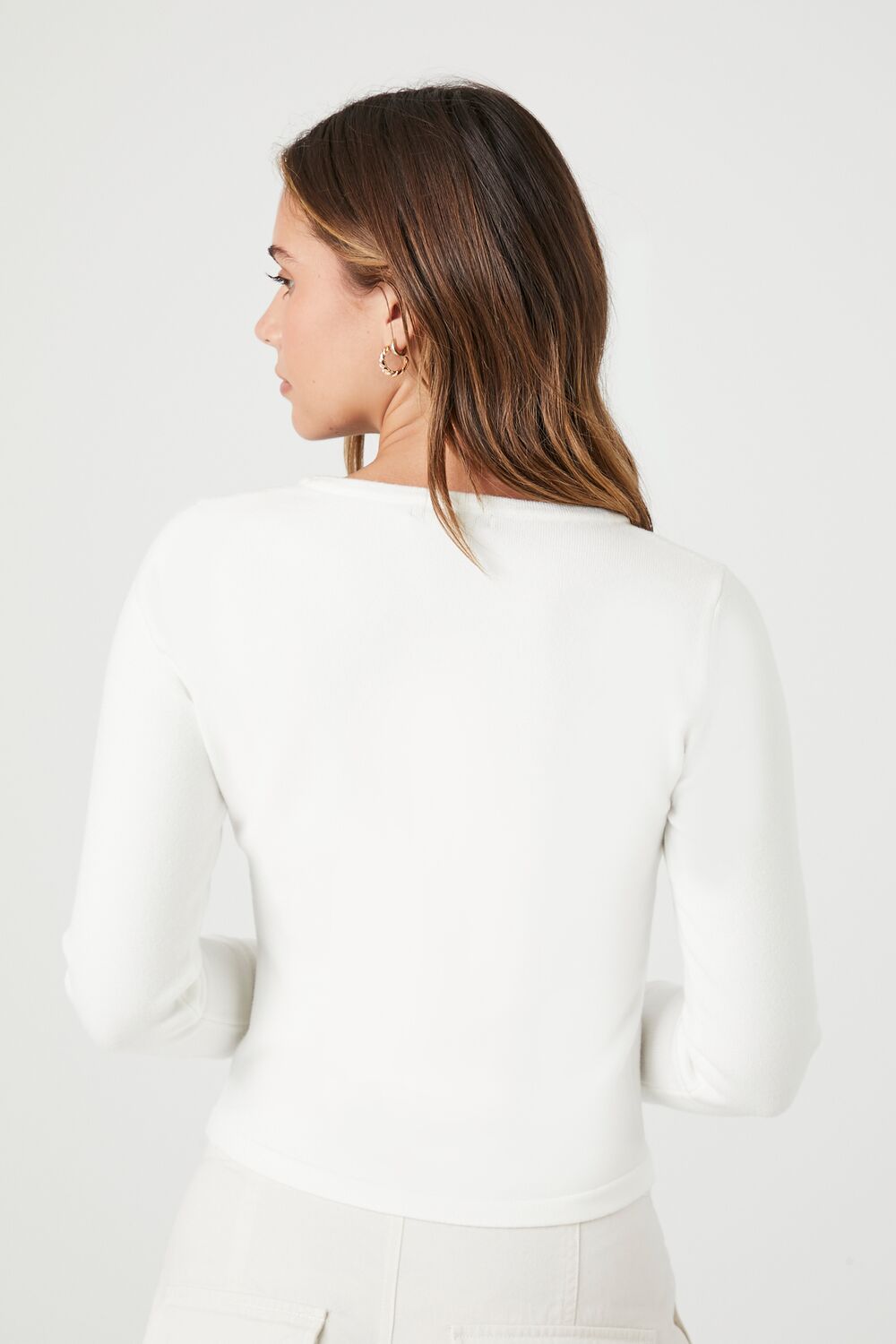 Cropped Sweater-Knit Henley Top | Forever 21 Womens