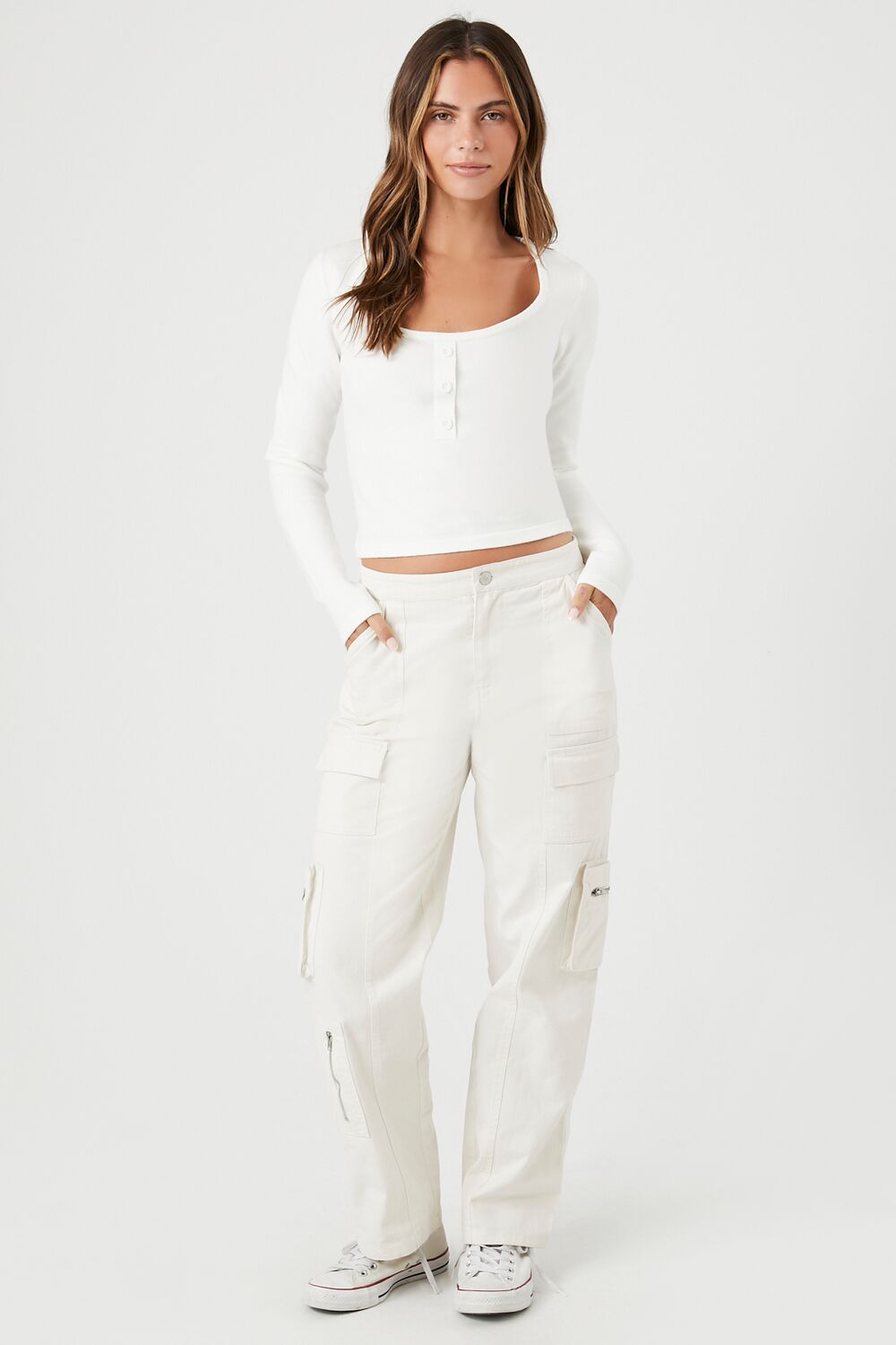 Cropped Sweater-Knit Henley Top | Forever 21 Womens