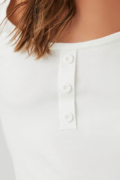 Cropped Sweater-Knit Henley Top | Forever 21 Womens