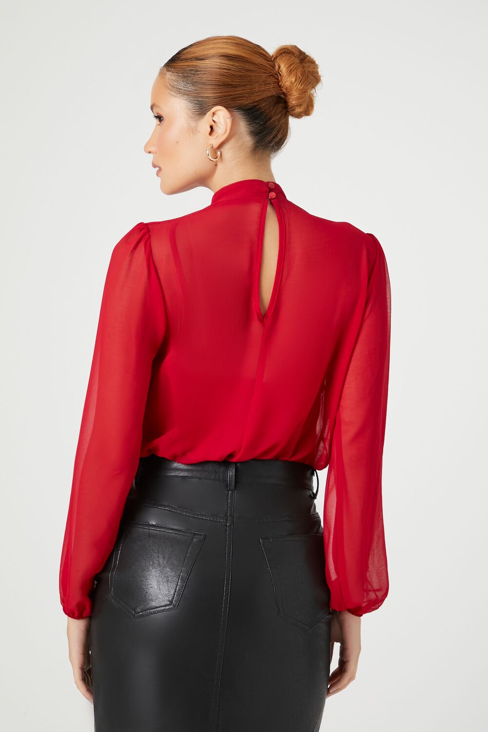 Chiffon Mock Neck Bodysuit | Forever 21 Womens