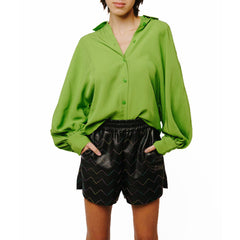 Amira Oversized Button Down Satin Top | Forever 21 Womens