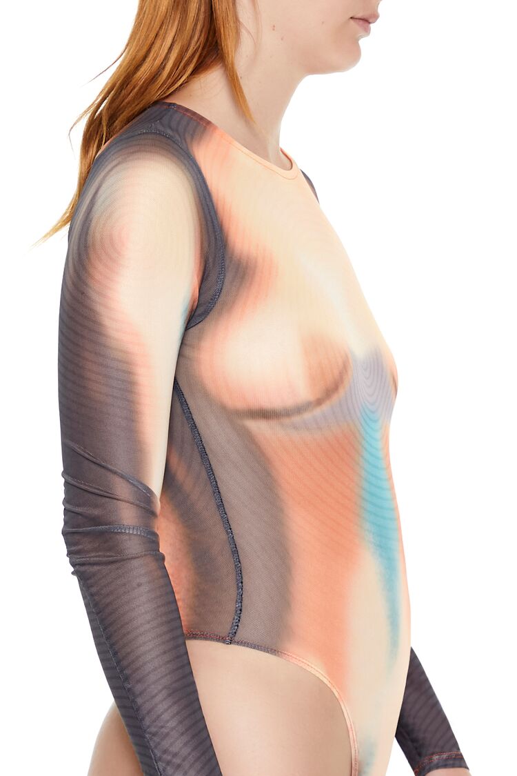 Abstract Print Mesh Bodysuit | Forever 21 Womens