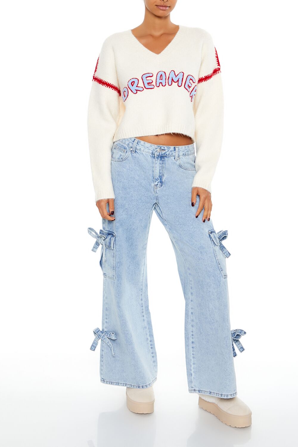 Dreamer Patch Fuzzy Knit Sweater | Forever 21 Womens