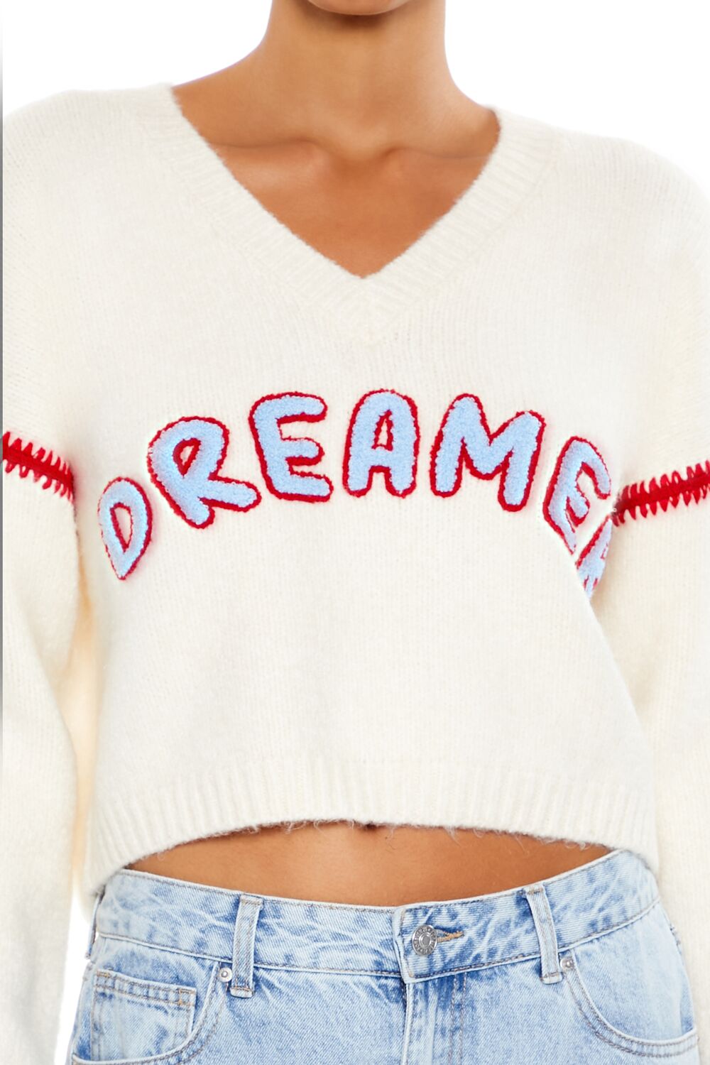 Dreamer Patch Fuzzy Knit Sweater | Forever 21 Womens