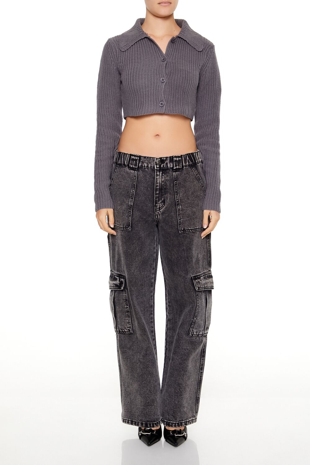 Cropped Rib-Knit Cardigan Sweater | Forever 21 Womens