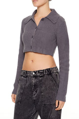 Cropped Rib-Knit Cardigan Sweater | Forever 21 Womens