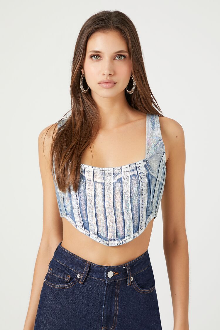 Denim Curved-Hem Crop Top | Forever 21 Womens