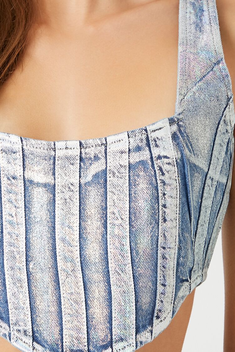 Denim Curved-Hem Crop Top | Forever 21 Womens