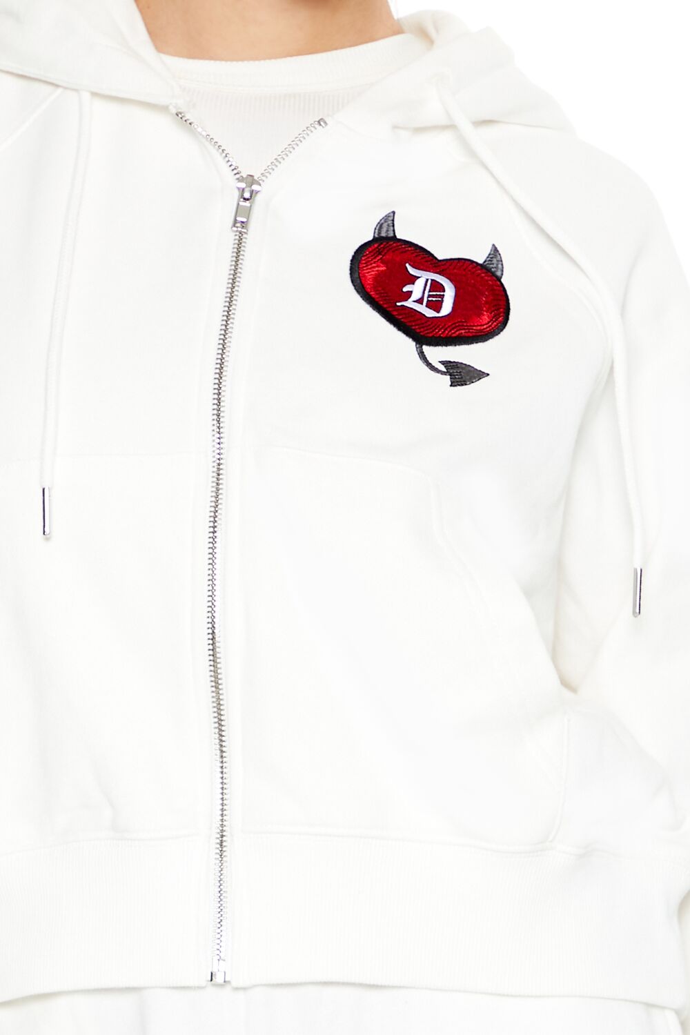 Embroidered Devil Heart Zip-Up Hoodie | Forever 21 Womens