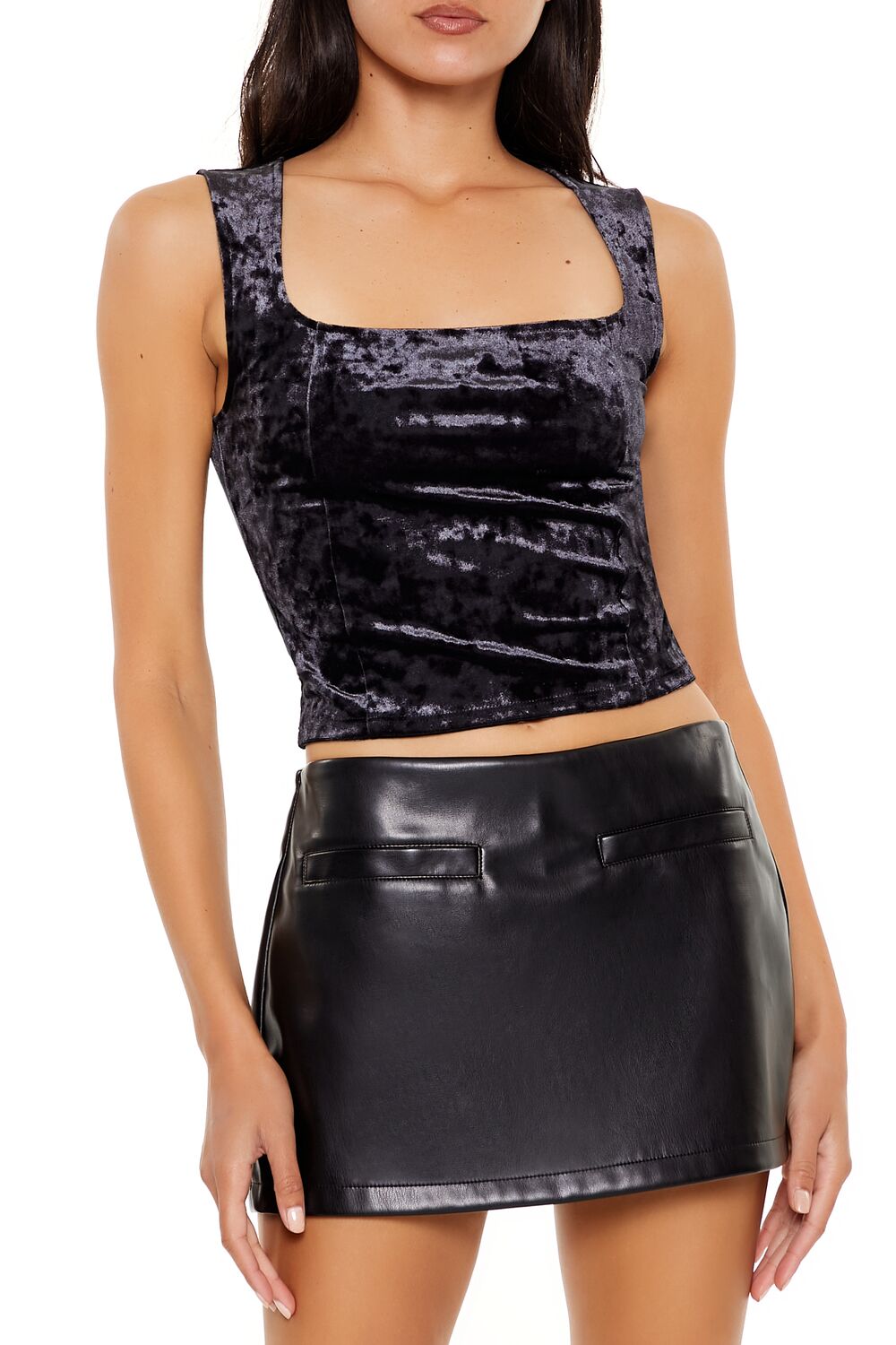Crushed Velvet Crop Top | Forever 21 Womens