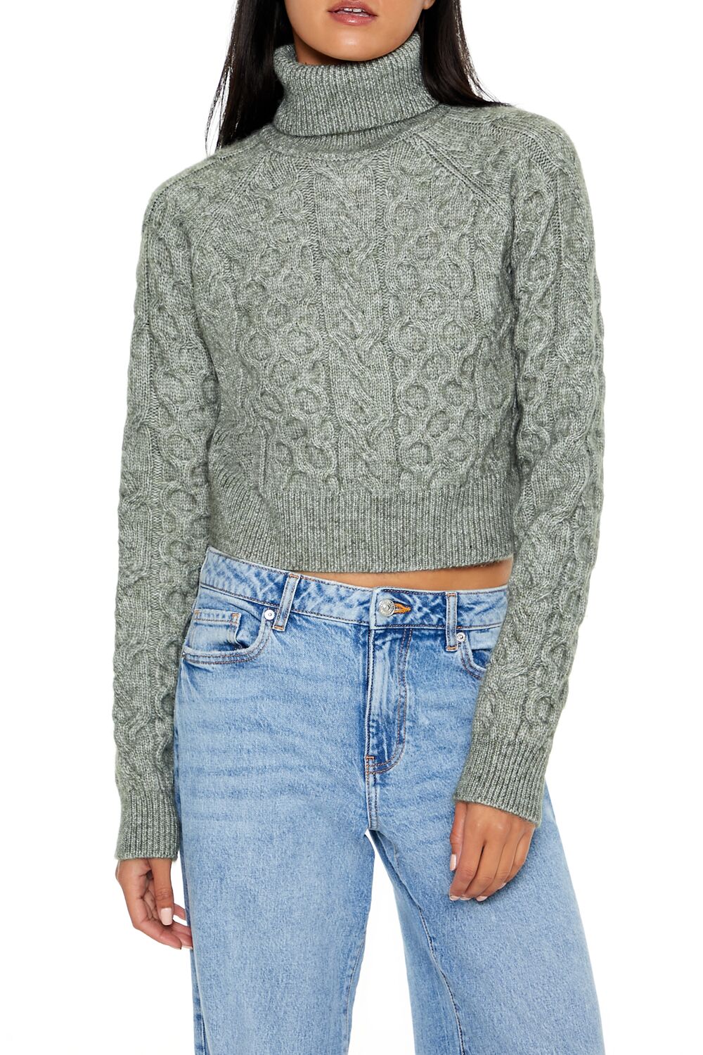 Cropped Cable Knit Turtleneck Sweater | Forever 21 Womens