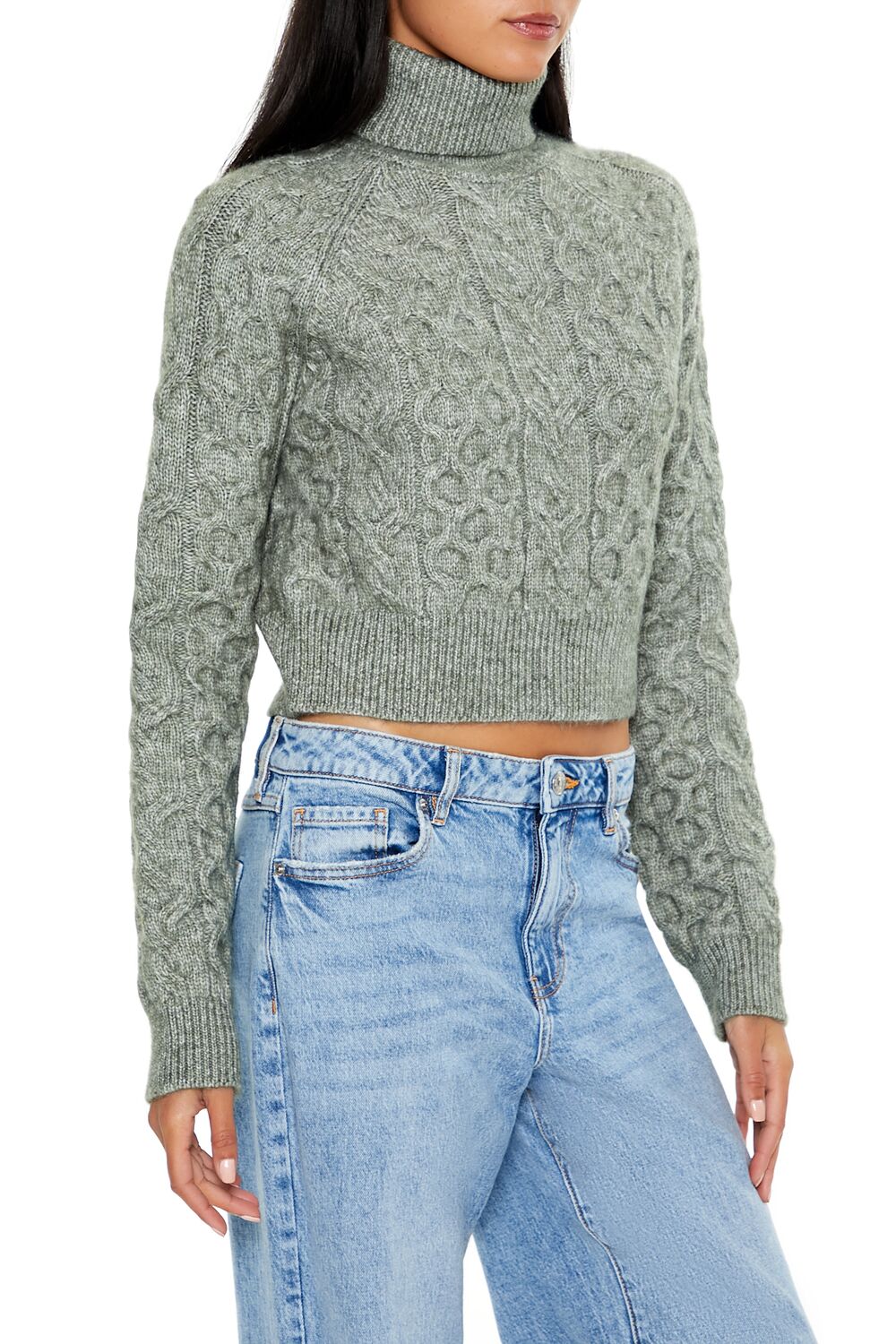 Cropped Cable Knit Turtleneck Sweater | Forever 21 Womens