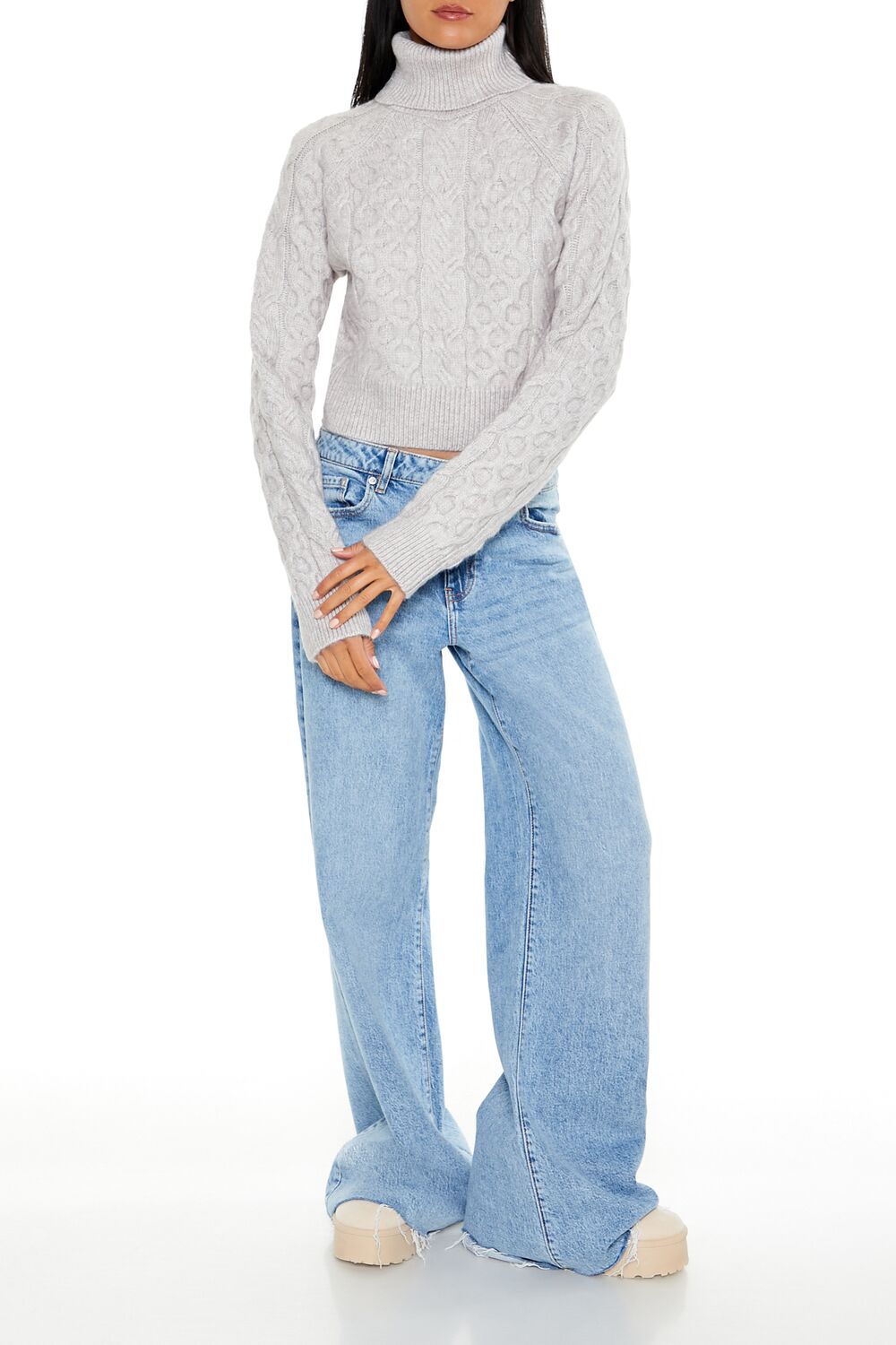Cropped Cable Knit Turtleneck Sweater | Forever 21 Womens