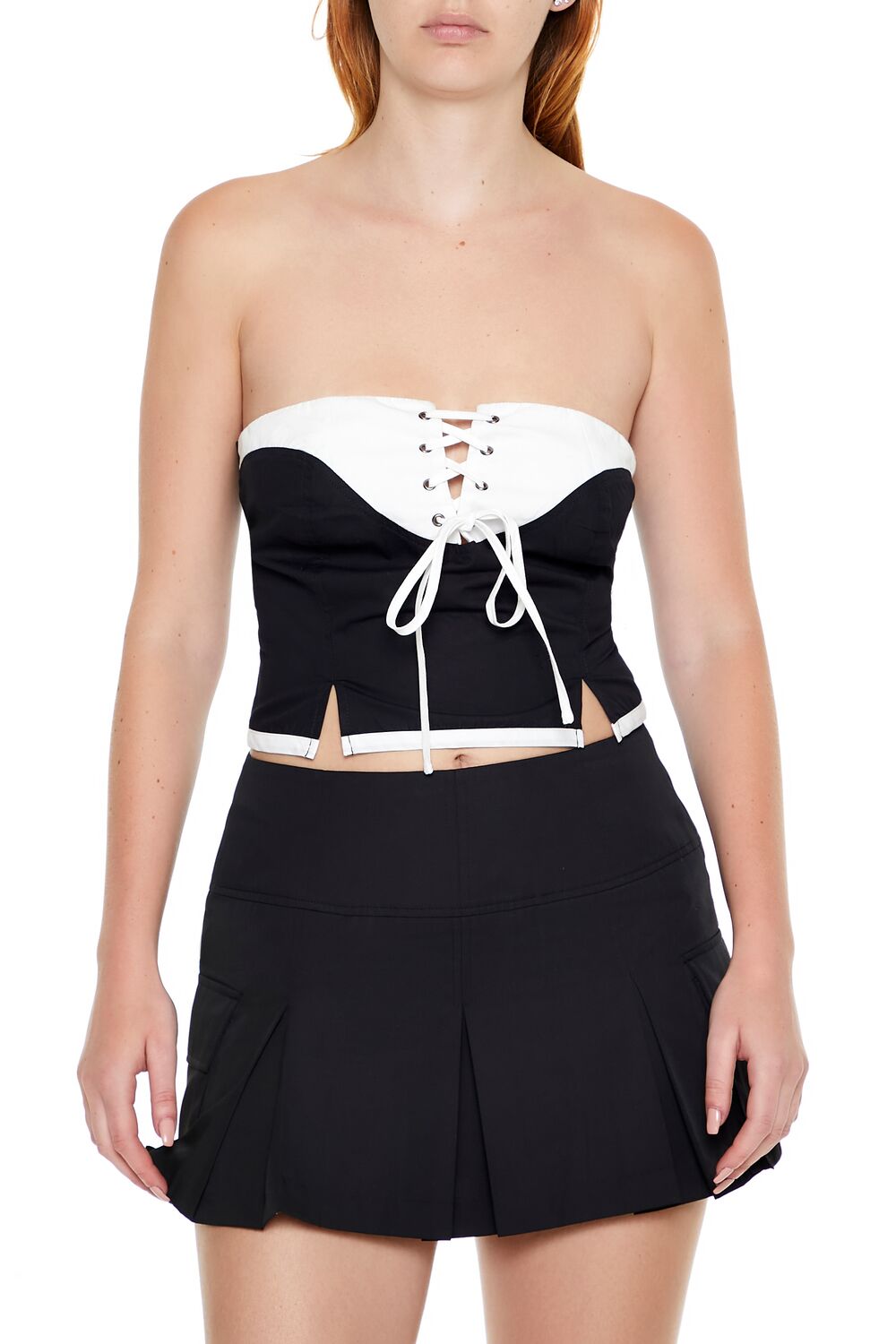Colorblock Lace-Up Tube Crop Top | Forever 21 Womens