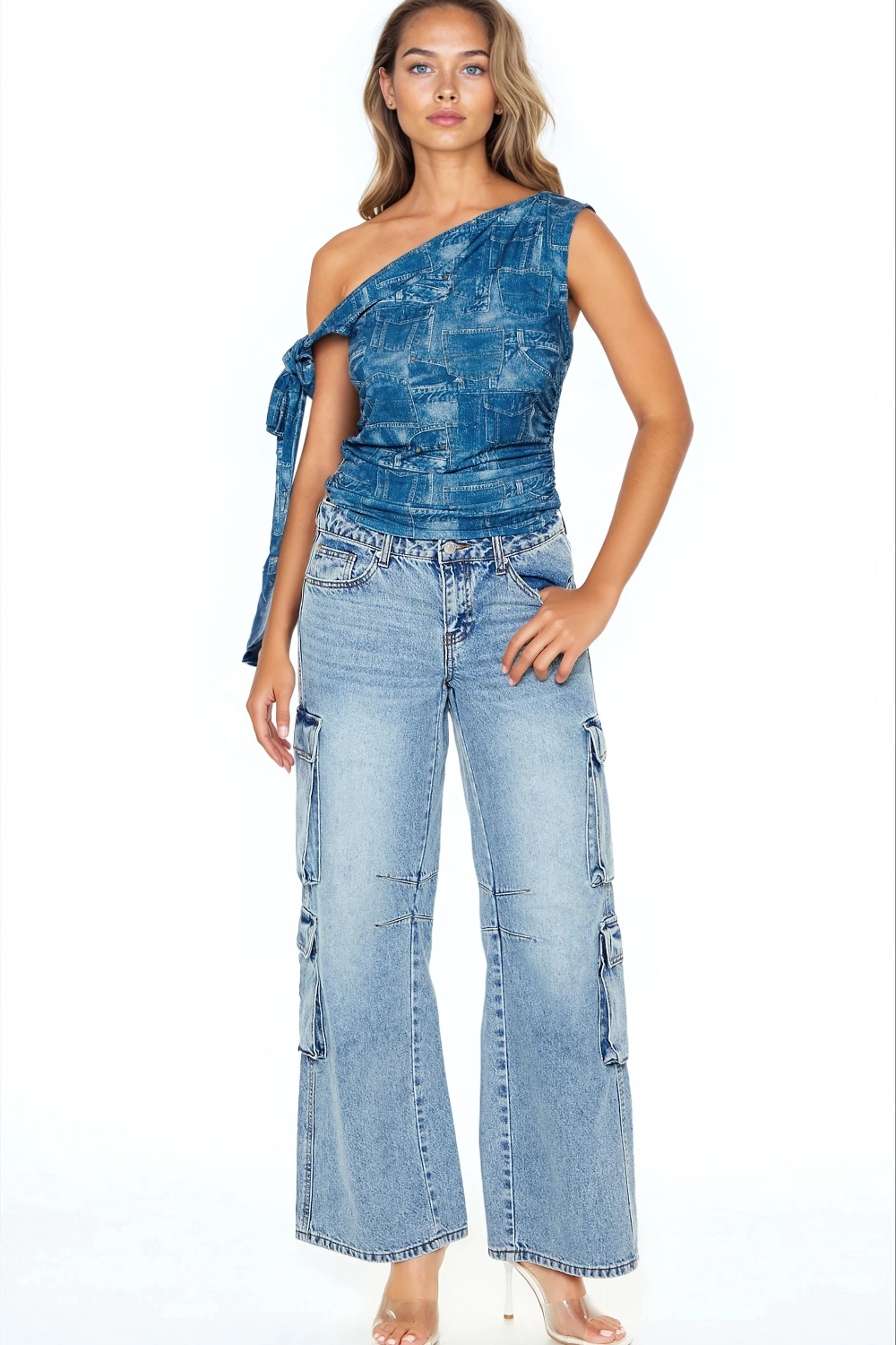 Denim Print Off-the-Shoulder Top | Forever 21 Womens