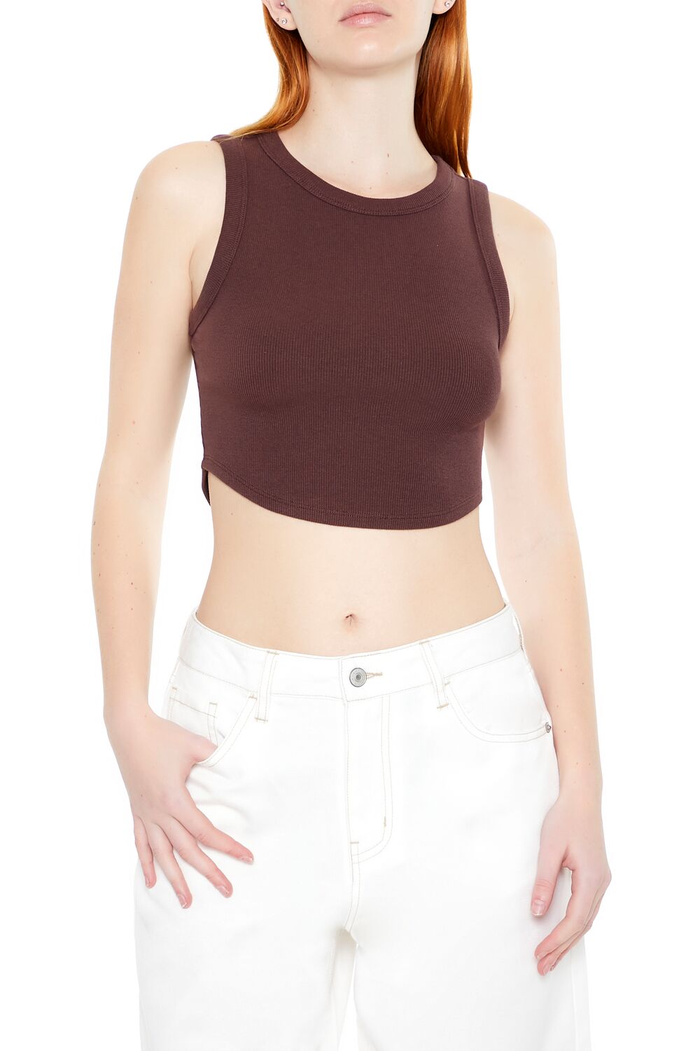 Cropped Dolphin-Hem Tank Top | Forever 21 Womens