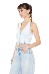 Cropped Bleach Wash Vest | Forever 21 Womens