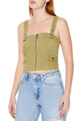 Denim Zip-Up Crop Top | Forever 21 Womens