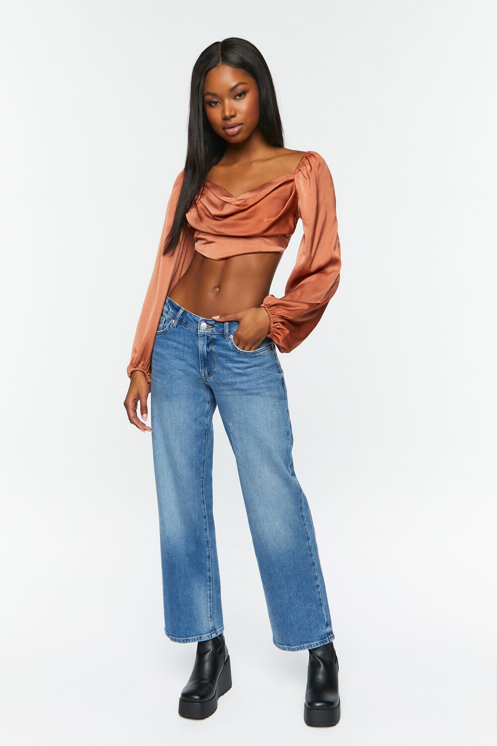 Draped Satin Crop Top | Forever 21 Womens