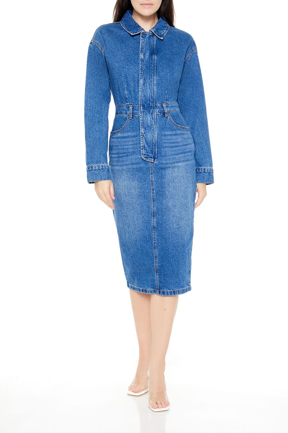 Denim Button-Front Midi Dress | Forever 21 Womens