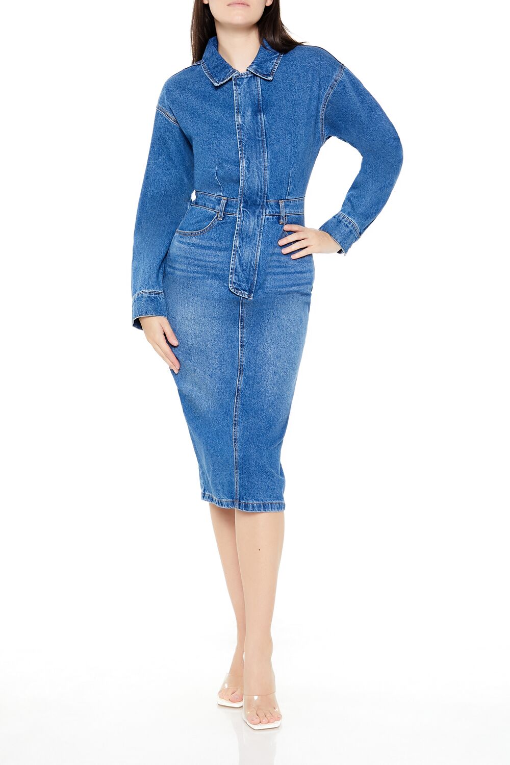 Denim Button-Front Midi Dress | Forever 21 Womens