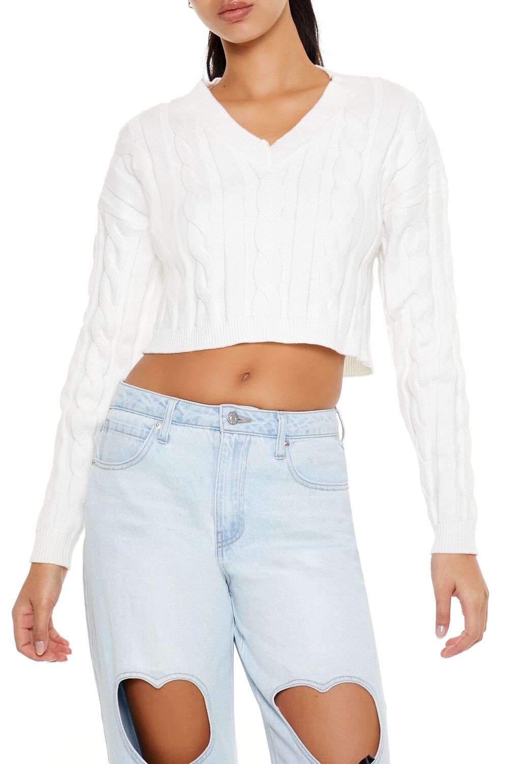 Cropped Cable Knit Sweater | Forever 21 Womens