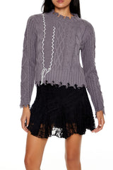 Distressed Cable Knit Sweater | Forever 21 Womens