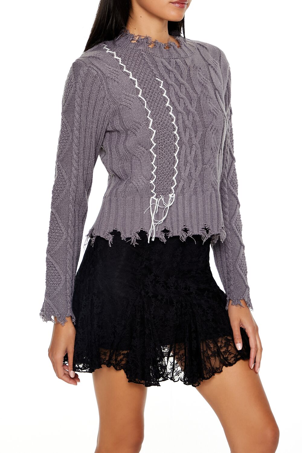 Distressed Cable Knit Sweater | Forever 21 Womens