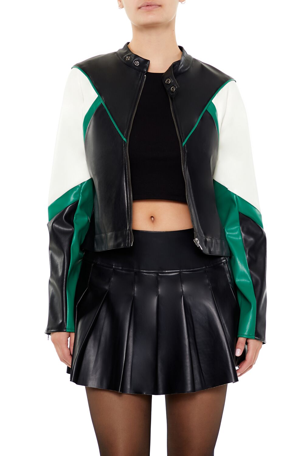 Colorblock Cropped Moto Jacket | Forever 21 Womens