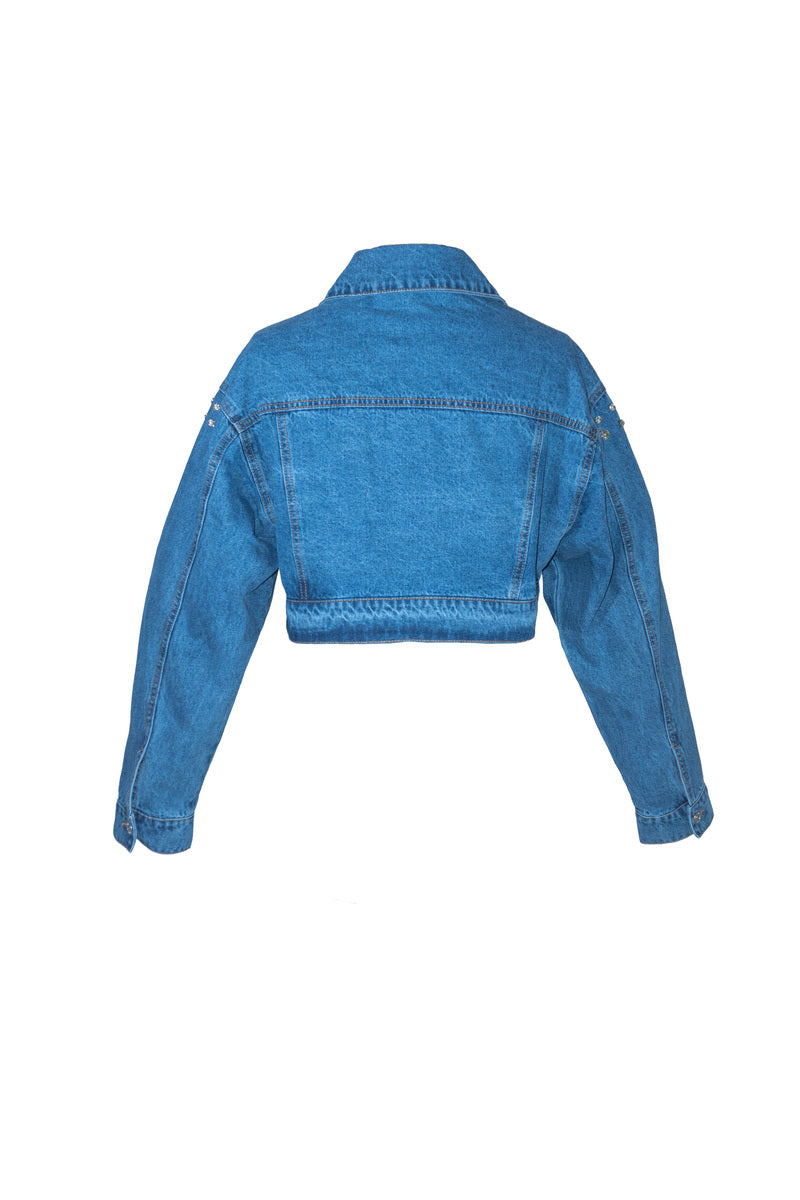 Cropped Rhinestone Denim Jacket | Forever 21 Womens