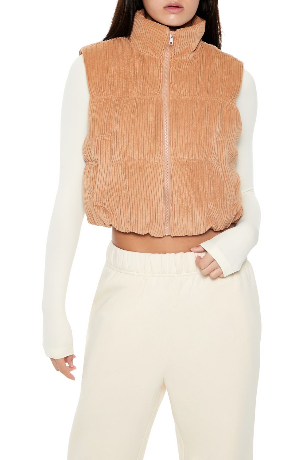 Cropped Funnel Neck Corduroy Vest | Forever 21 Womens
