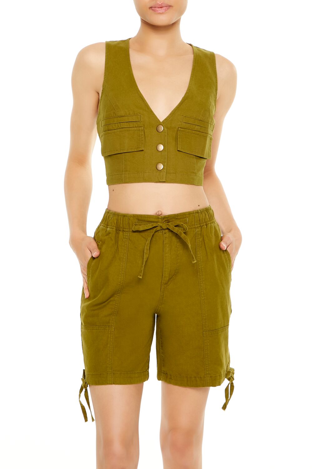 Cropped Twill Cargo Vest | Forever 21 Womens