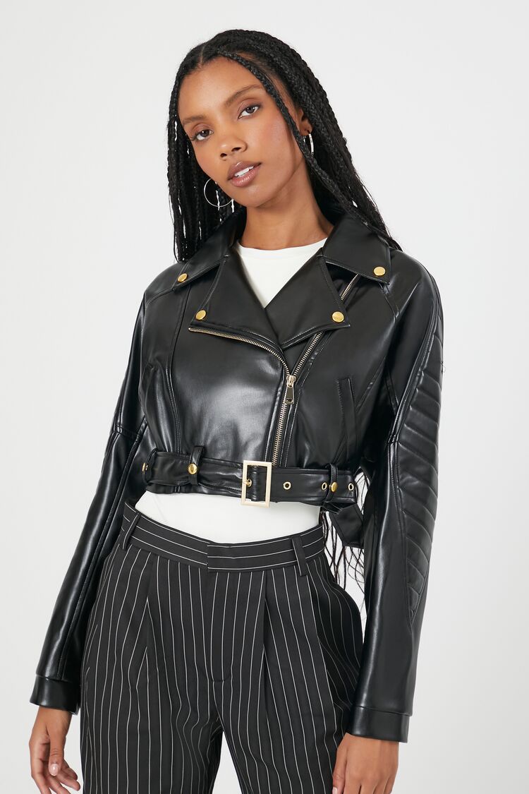 Cropped Faux Leather Moto Jacket | Forever 21 Womens