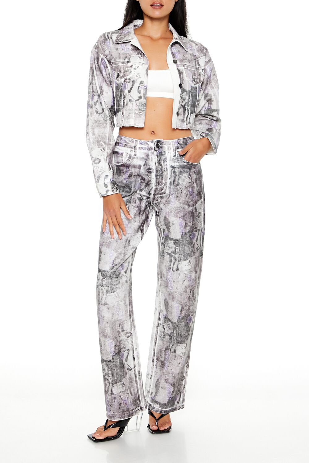 Abstract Print Trucker Jacket | Forever 21 Womens