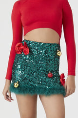 Christmas Bow & OrnaMenst Sequin Mini Skirt | Forever 21 Womens