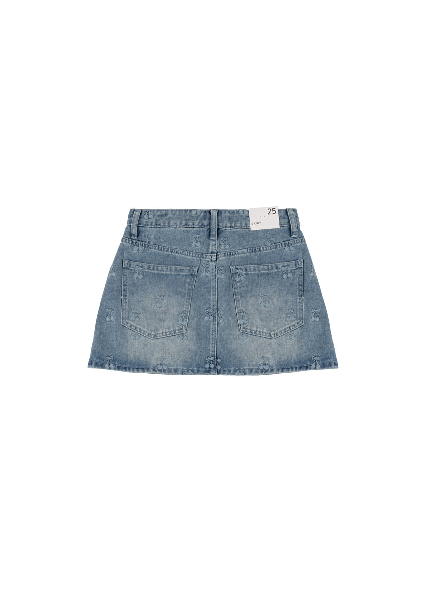 Cherry Embroidered Denim Mini Skirt | Forever 21 Womens