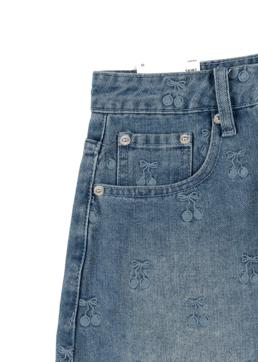 Cherry Embroidered Denim Mini Skirt | Forever 21 Womens