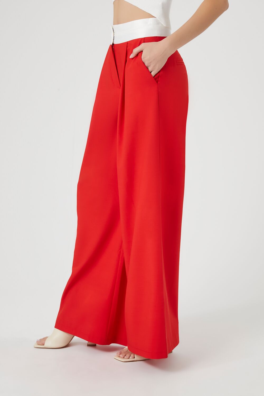 Contrast Wide-Leg Trousers | Forever 21 Womens