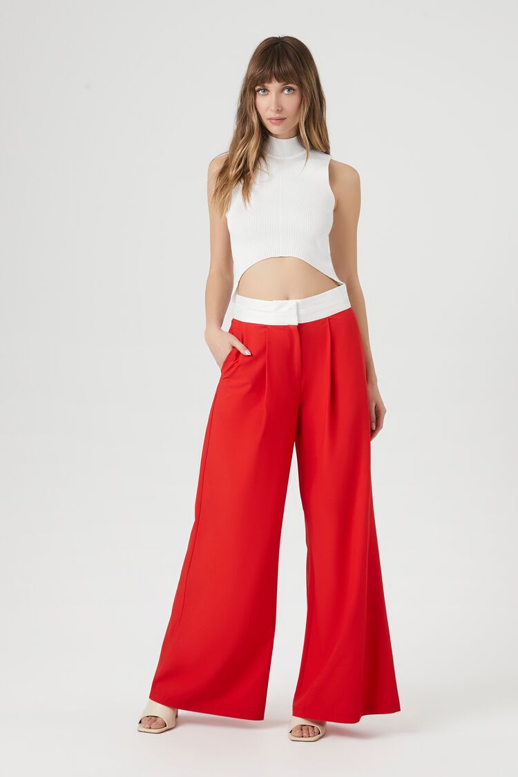 Contrast Wide-Leg Trousers | Forever 21 Womens