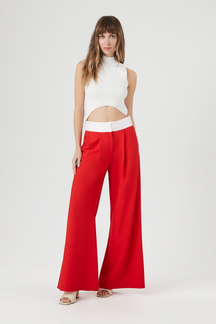 Contrast Wide-Leg Trousers | Forever 21 Womens