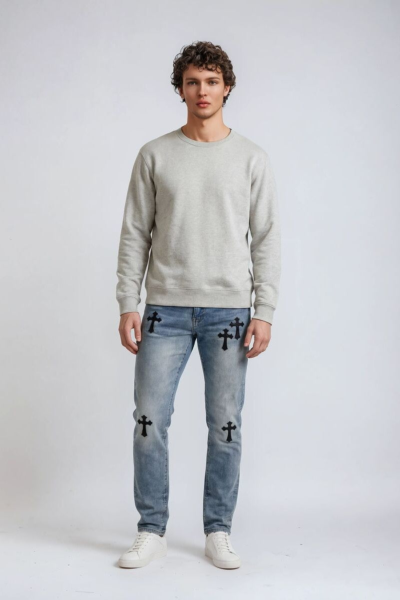 F21 Mens Cross Embroidered Skinny Jeans | Forever 21 Mens