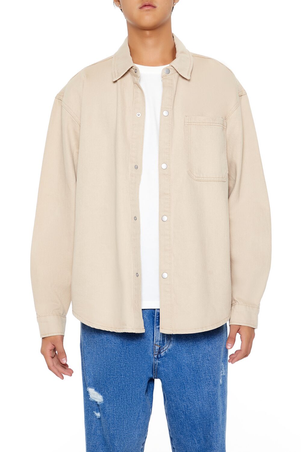 Cotton Curved-Hem Shirt | Forever 21 Mens