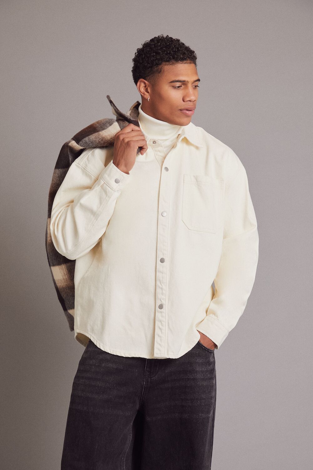 Cotton Curved-Hem Shirt | Forever 21 Mens