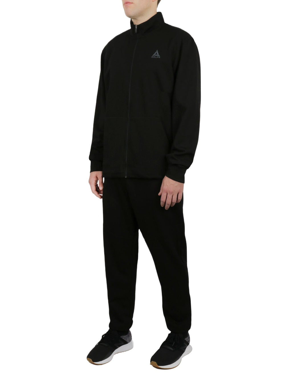 Big & Tall Fully Open Zipper Tracksuit in Black | Forever 21 Mens
