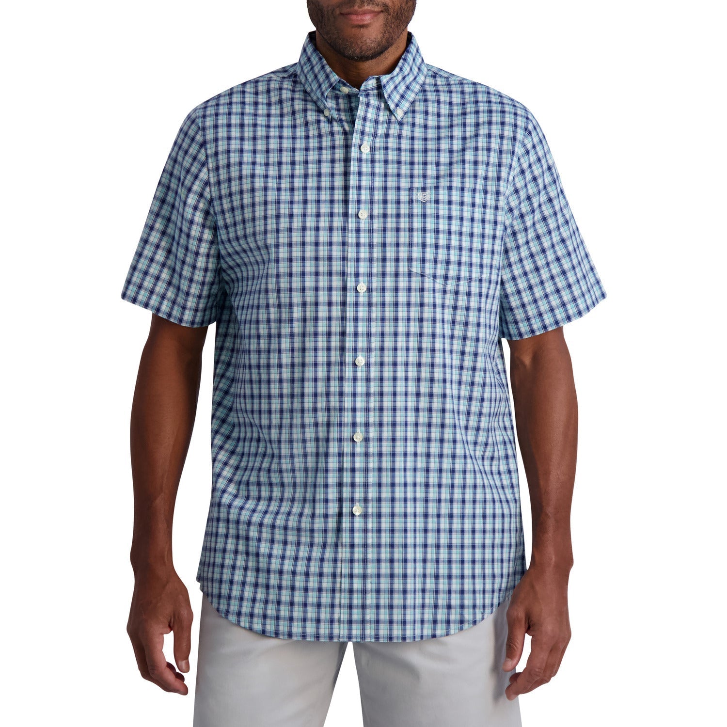 Chaps Mens's Short Sleeve Recycled Poly Stretch Woven Shirt | Forever 21 Mens