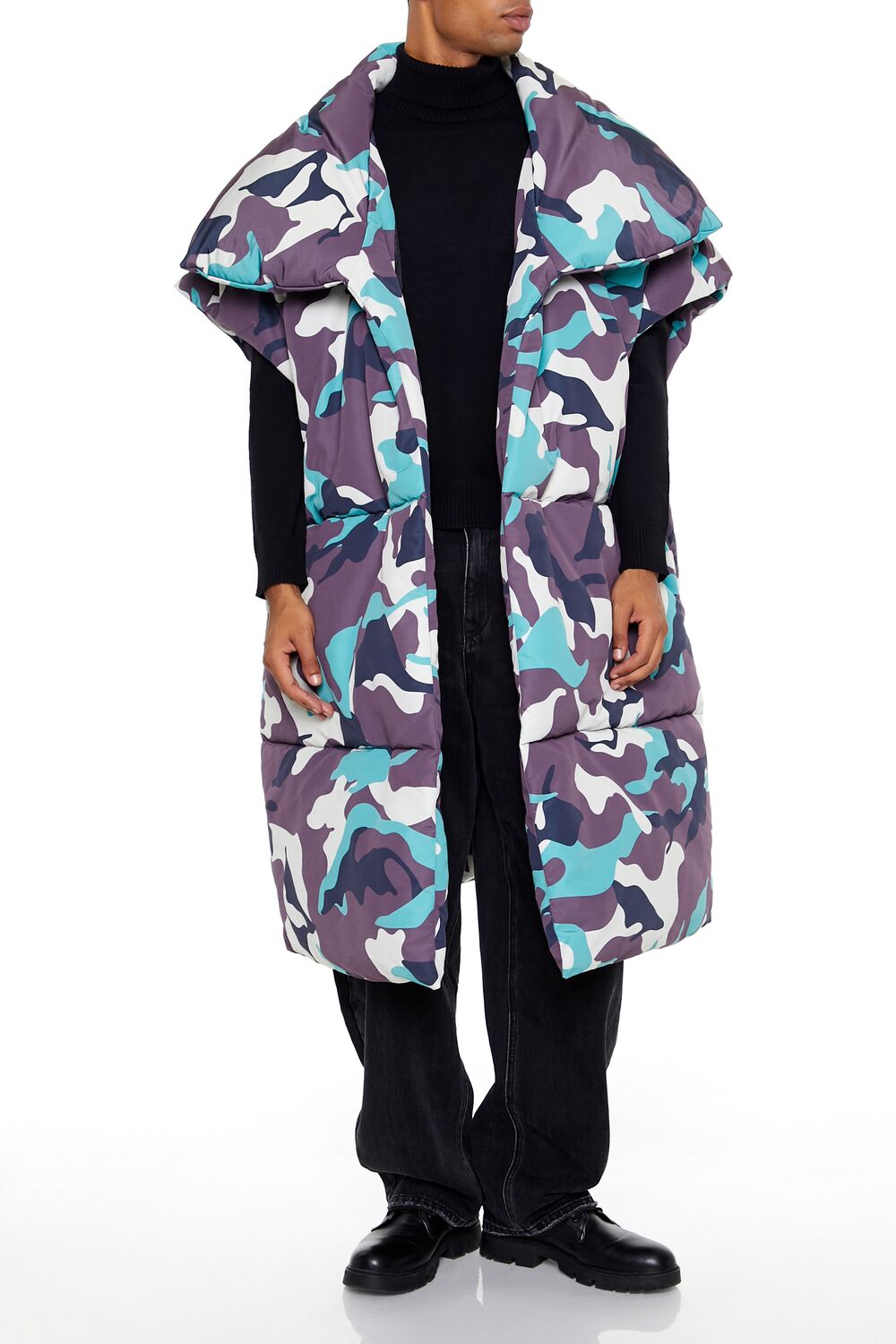 Camo Print Longline Puffer Vest | Forever 21 Mens