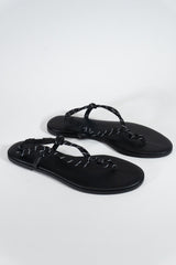 Braided Strap Faux Leather Flip-Flops - Forever 21